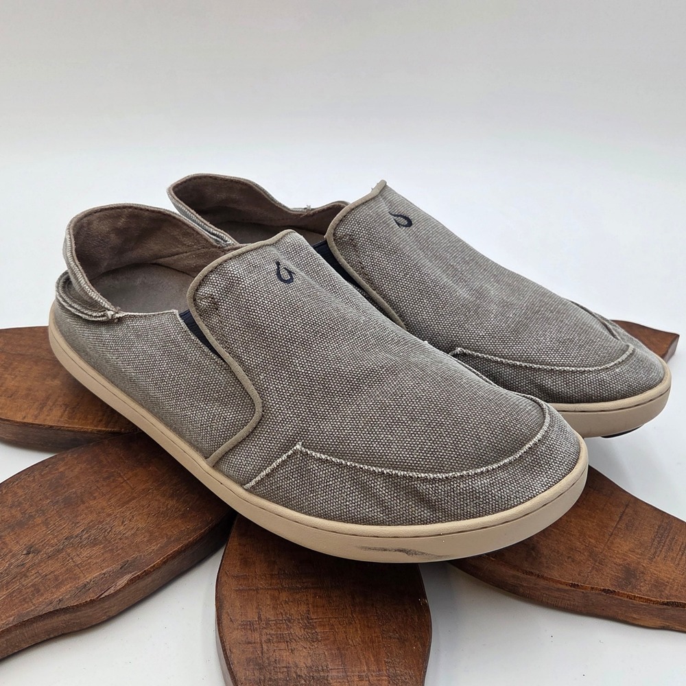 OluKai Mens 11 Nohea Lole Slip On Shoes Grey 10346-10DE